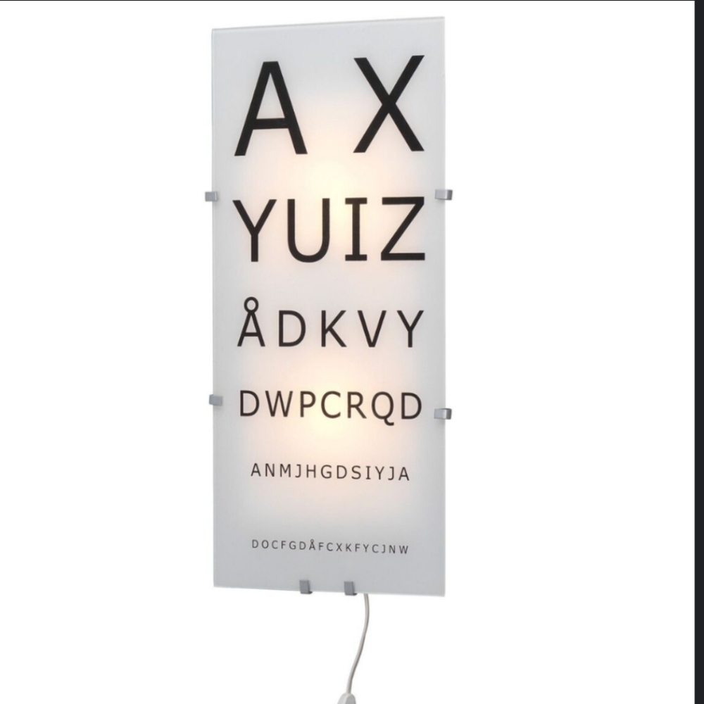 Vintage + Rare ✨️IKEA GYLLEN✨️ 90s glass eye chart wall lamp